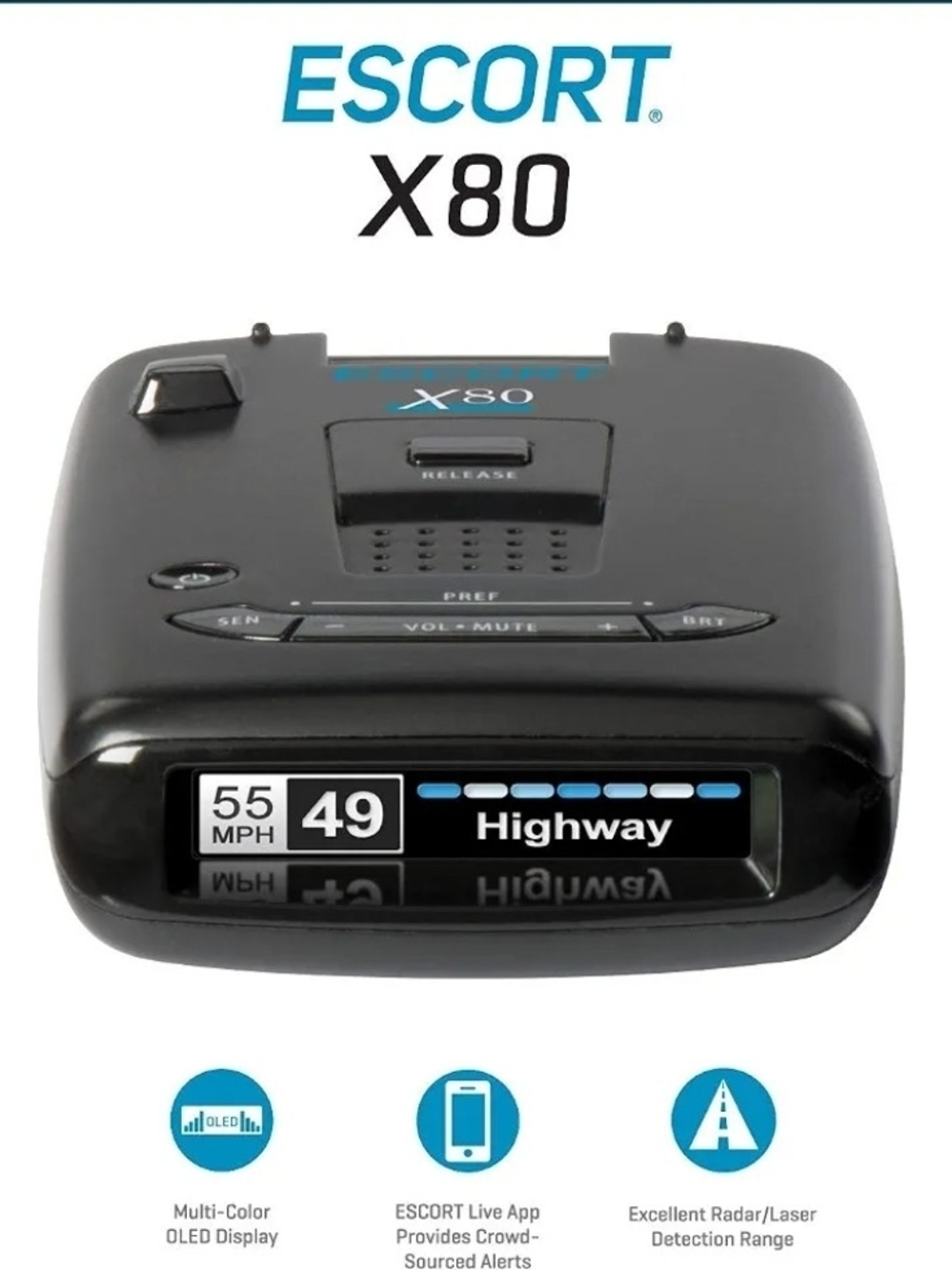 X80 Black Radar and Laser Detector with OLED Display